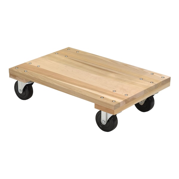 Tan Hardwood Dolly-Solid Deck 1200lb Capacity Non-Marking 16 x 24
